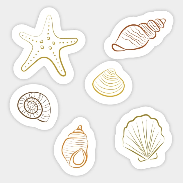 Brown sea shells summer beach ocean Sticker by sziszigraphics